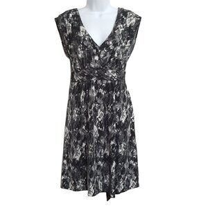 Vintage 90s Y2K Sleeveless Dress L Black Stretch Knit V Neck Babydoll Goth